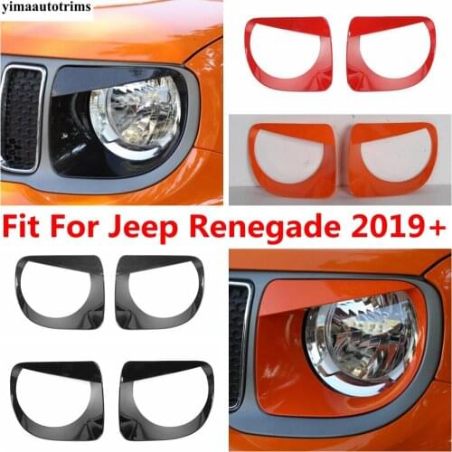 Front Head Lights Headlight Lamps Angry Bird Style Decoration Cover Trim Fit For Jeep Renegade 2019 2020 ABS Exterior Refit Kit