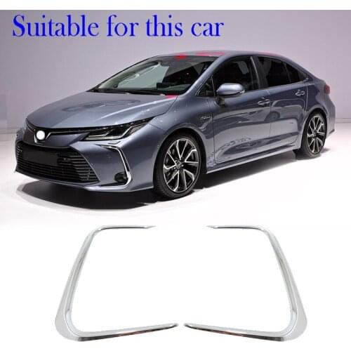 Front Fog Lights Fog Light Lamp Ring Frame Cover Trim Fit for Toyota Corolla E210 Prestige Altis 2019 2020 Bright Silver