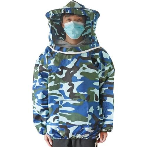 Beekeeping Jacket Camouflage Bee Protective Clothing Unisex Beekeeper Safety Clothing with Hat Beekeeper Coat Protective Suit