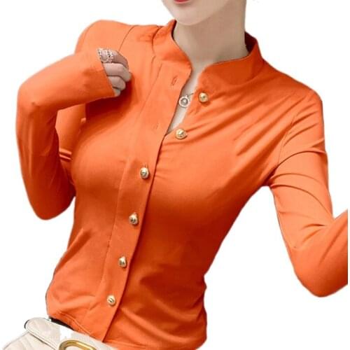Long-sleeved half-high collar slim small shirt 2021 spring new slim bottoming shirt tops women t-shirts