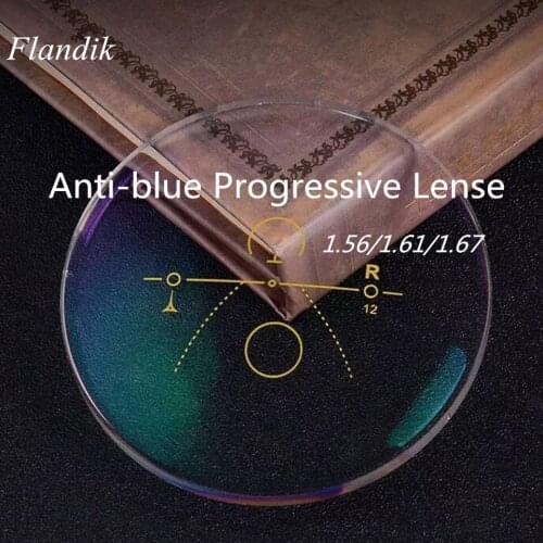 Anti-blue Progressive Multifocal Prescription Lense 1.56/1.61/1.67 Index Customize Myopia Presbyopia Dipoters Prescription Lense