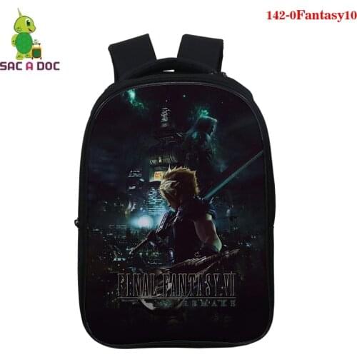 Final Fantasy VII Remake Print Backpack Students School Bags 14.5 Inch Bookbag Teenager Women Men Schoolbag Travel Bag Sac A Dos