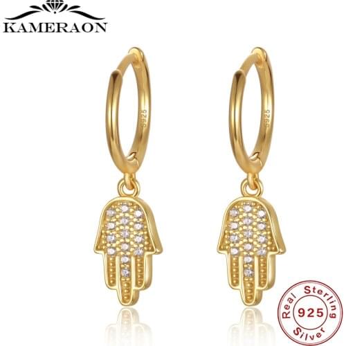 S925 Sterling SIlver Earrings Hand Shape Gold Hoop Earrings For Women Circle Earrings Loop Earring Fine Jewelry