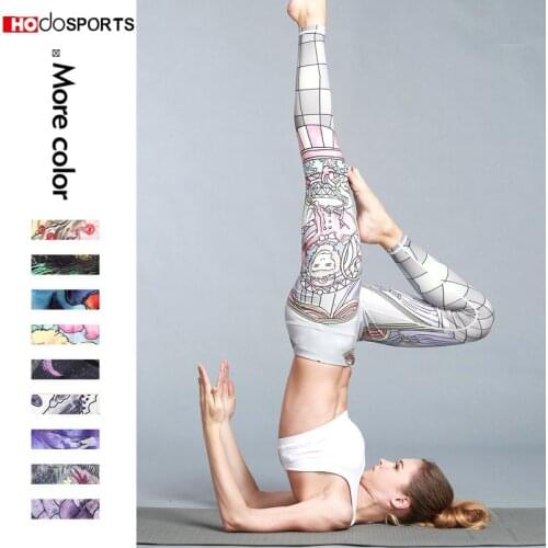 Yoga Pants Stretchy Sport Gym High Waist Leggings Woman Compression Tights Outdoor Sports Printed Hiking Aesthetic Pants