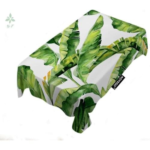 Banana Palm Leaves Summertime Tropical Dense Jungle Green Leaf Tablecloth Decor For Cafe Family Kitchen Outdoor