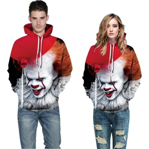 QNPQYX Chapter Two Pennywise Hoodies 3d Halloween Joker Mens streetwear Sweatshirt Couple Lovers Hoody Streetwear Dropshipping
