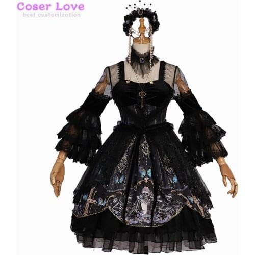 Dark Gothic retro Lolita tea party OP butterfly dress girl dress