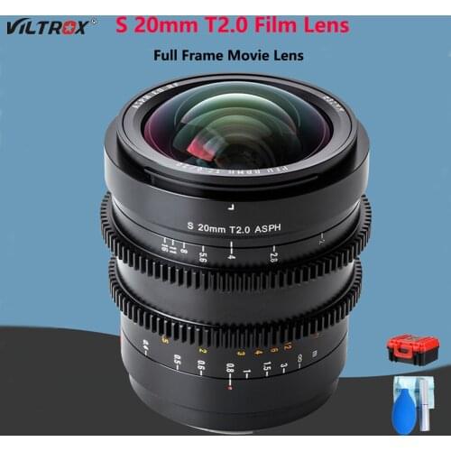 VILTROX S 20mm T2.0 ASPH Full Frame Prime Manual Fixed Focus Film Cinematic Movie Lens for Sony E Leica L Mount Camera