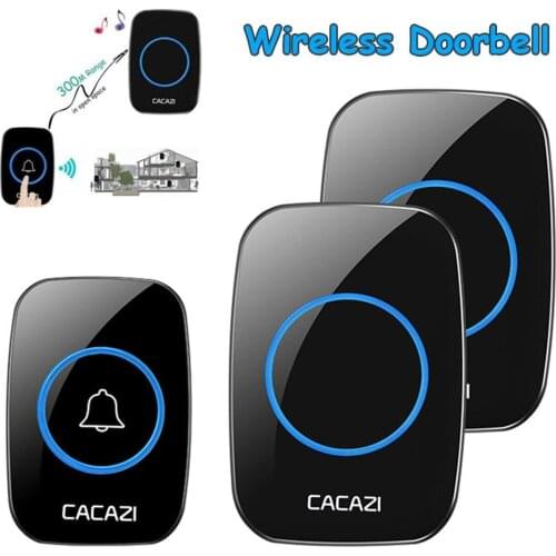 Waterproof 1V2 Transmitter 1V2 Receiver 38 Ringtones LED Indicator Door Chime Wireless Doorbell 300M Range Smart Door Bell