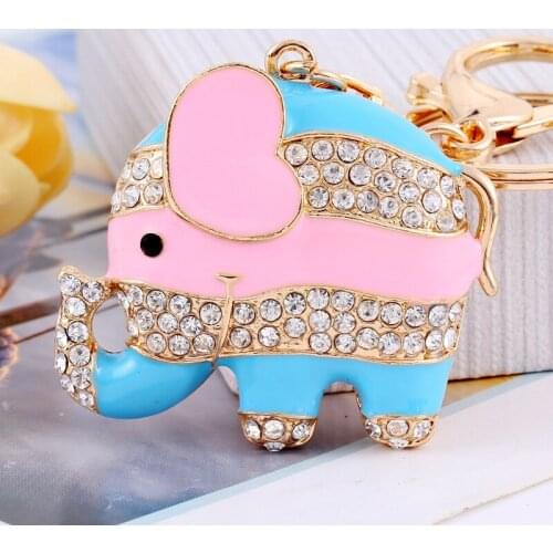 XDPQQ Korean Style Baking Paint for Metal Elephant Keychain Creative Color Womens Bag Pendant Car Accessories Pendant