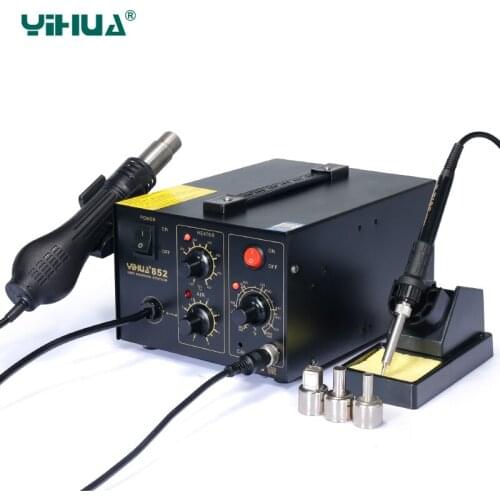 YIHUA 852 Brushless Fan Hot Air Heat Gun Soldering Station With Nozzles Soldering Iron Station Free shipping