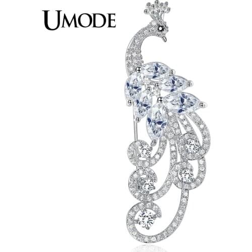 UMODE Fashion Luxury Charm CZ Crystal Phoenix Brooches for Women White Gold Pins Brooch Jewelry Accesorios Mujer Moda AUX0036
