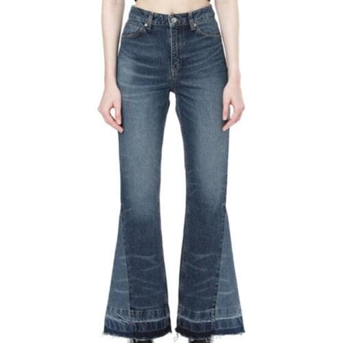 2021 New Womens High Waist Denim Flare Pants Fringed Letter Embroidery Ladies Casual Long Jeans 2021 New Trousers Fashion