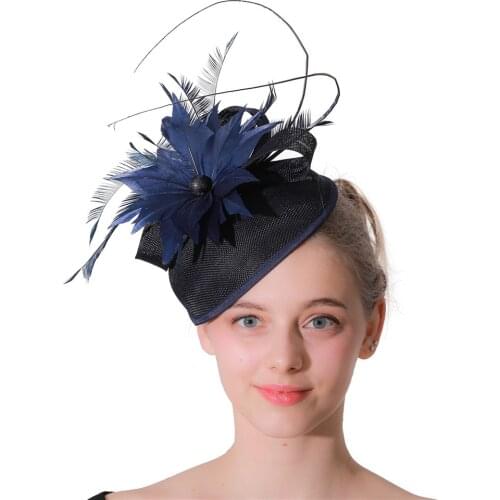 Vintage Navy Ladies Derby Kentucky Fascinators Party Tea Hats Headwear Elegant Women Hairclips RED Fashion Ladies Hair Accessory