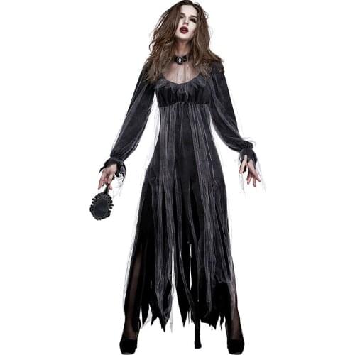 Women Halloween Spiritual Love Cosplay Costumes Horrific Ghost Bride Costume Long Dress Vampire Costume For Magic Moment Costume