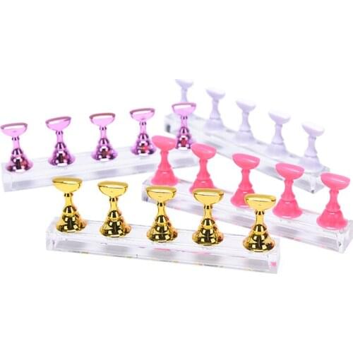 1 Set Nail Holder Practice Display Stand Acrylic Crystal Showing Shelf 7 Colors Nail Polish Display Stand Nail Art Tool