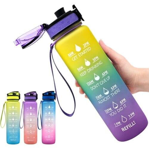 1000ml Outdoor Water Bottle with Straw Sports Bottles Hiking Camping Plastic drink bottle BPA Free