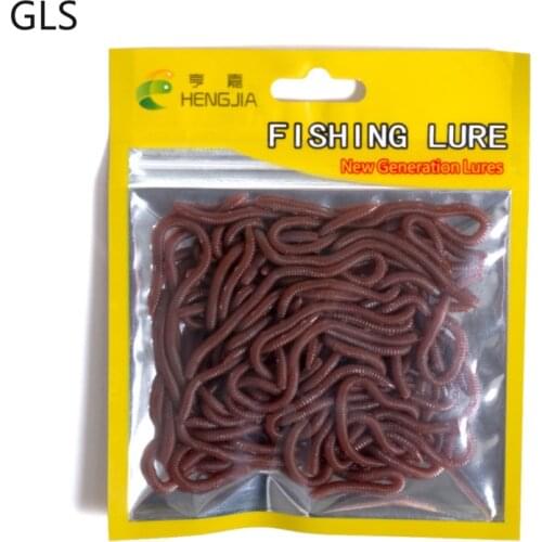 2021 New 80mm Deep Red Artificial Bionic Earthworm Japanese Bait Fishy Saltwater/Freshwater Lure 50 Pcs/Bag