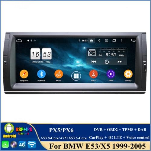 4gb+128gb CarPlay 10.25" PX6 Android 10 Car DVD Player for BMW E53 X5 1999-2005 DSP Radio GPS Bluetooth 5.0 WIFI Easy Connect