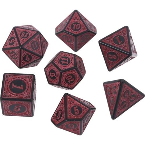 448D 7Pcs/Set Multi-faceted Number Color Resin Dice with Box Party Family DIY Games Engraving Educational Toys Accessaries