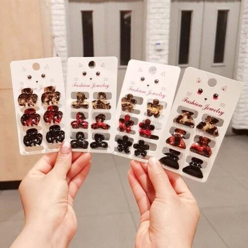 6PSC/Set New Women Girls Elegant Leopard Acrylic Small Hair Claws Geometric Hair Clips Accessories заколка для волос заколки