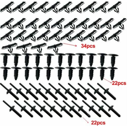 78pcs Car Plastic Rivet Fender Bumper Push Pin Clips Fender Clip Trunk Screw Rivets Set For 2007-2017 Jeep Wrangler JK