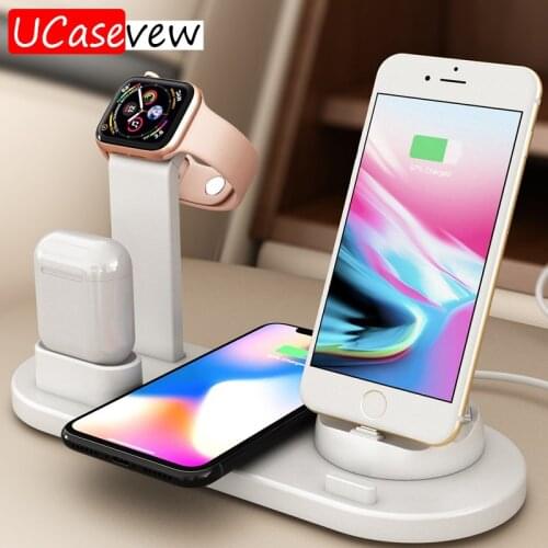 Qi Wireless Charger Stand Dock for Apple Watch 5 4 3 2 1 iPhone 11 Xs Xr 8 Plus Airpods Pro 10W Wireless Fast Charging Station