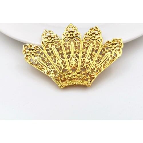 SIXTY TOWFISH 2 Piece DIY Hair Jewelry Accessories 38*58 mm Alloy Gold Color Five Leafs Fan Shape Charms With Hole Metal Pendant