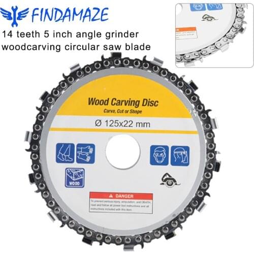 Wood Carving Chain Disc 125 Mm 14 Tooth Angle Grinder Cutting Wheel Double Serration Suitable for Wood Cutting and Engraving