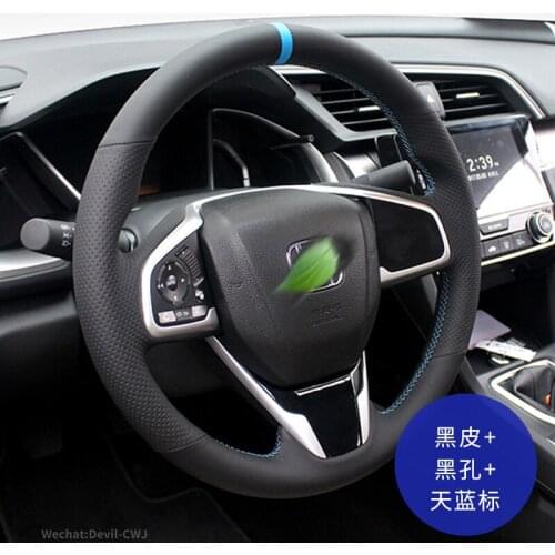 Car Steering Wheel Cover For Honda Civic URV Envix Fit CRV Gienia Odyssey Accord Spirior Elysion Perforated Leather Interior