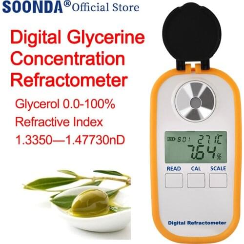 Digital Glycerine Concentration refractometer Meter Tester Glycerometer 0.0-100% glycerol Refractive Index 1.3350―1.47730nD