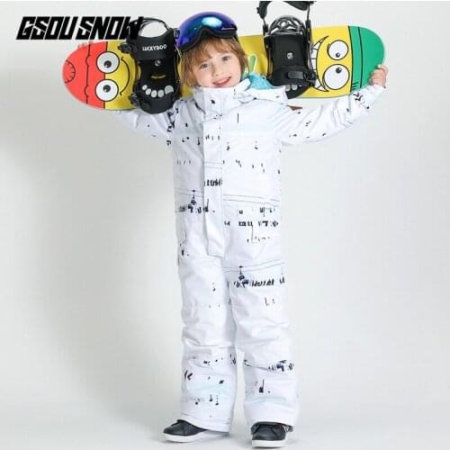 GsouSonw -30 Degree Baby Ski Suit Jumpsuit Boy girl Thick Hooded Jacket Warm Waterproof Overall snowboard clothes pants Clothing