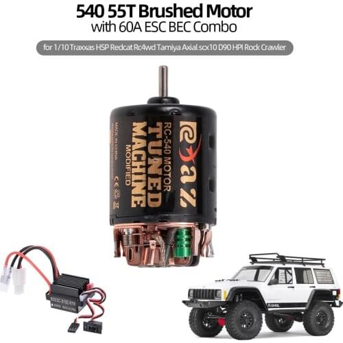 RC Motor 540 55T Brushed Motor with 60A ESC BEC Combo for 1/10 Traxxas Hsp Redcat Rc4wd Tamiya Axial scx10 D90 HPI Rock Crawler