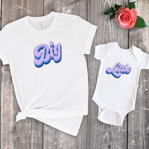 Family Tshirts Family Matching Clothes Baby Girl Big Little Fashion Matching Outfits Casual Print Shirt
