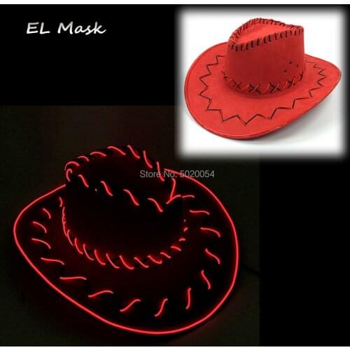 GZYUCHAO EL Novelty Mens Gift Lighting Cowboy Hats Flashing LED EL Wire Western Cowboy Cap For Night Club Glowing Cosplay Party