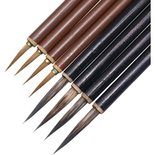 5 Pcs Brown Black Large Hook Line Pen Watercolor Brush Chinese Calligraphy Artist Art Student Learning Stationery Painting Tool