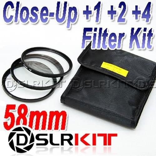 58mm 58 mm Macro Close-Up +1 +2 +4 Close Up Filter Kit & Free Shipping