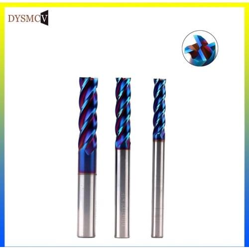 HRC65 10mm End Mill Extra 100mm 150mm 4Flute Solid Carbide Fat End Mills Straight Shank Blue Coated Milling Cutter Tool