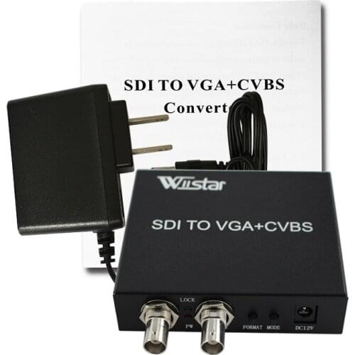 Wiistar SDI to VGA+ AV Converter with SDI Loop Out SDI to 3RCA Adapter SD HD 3G-SDI for PC Laptops HDTV