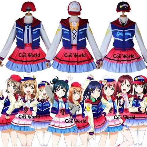 Love Live Sunshine Aqours 9 Characters Next SPARKLING Over the Rainbow Takami Chika Kurosawa Dia Dress Uniform Cosplay Costumes