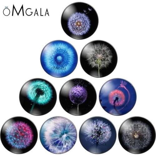 8mm 10mm 12mm 14mm 16mm 18mm 20mm 25mm Dandelion Round Glass Cabochon Flatback Photo Base Tray Blank DIY Making Accessories