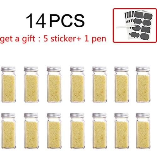 Kitchen Square Seasoning Jar Pepper Bottle Stickers Chicken Seasoning Jar Glass Jar Seasoning Box Barbecue Seasoning Bottle set