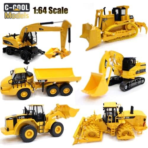 C-cool modes 1/64 Scale Soil Campactor Wheel Excavator Diecast Contrucion models 6pcs/set wheel loader Tractor truck