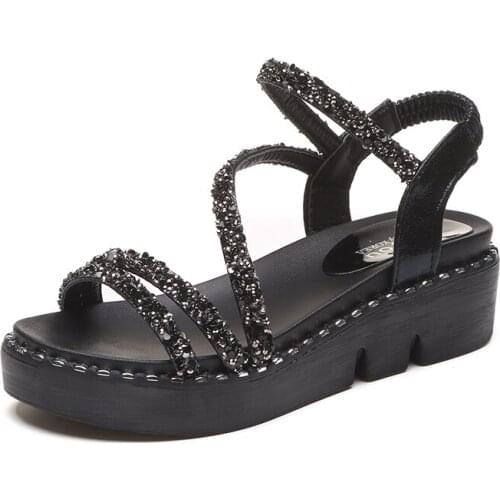 2021 New Summer Women Sandals Chaussure Femme Breathable Women Heels Casual Shoes Fashion Ins Hot Weight Light Ladies Sandals