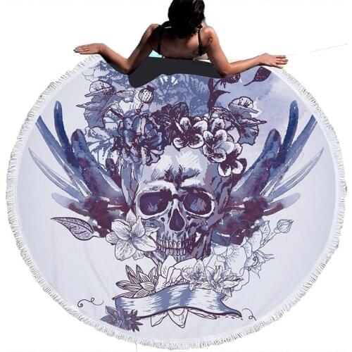 New Creative skull flowers Sea beach towel Round beach towel Fringed beach towel Towel Large beach towel Towel beach beach towel