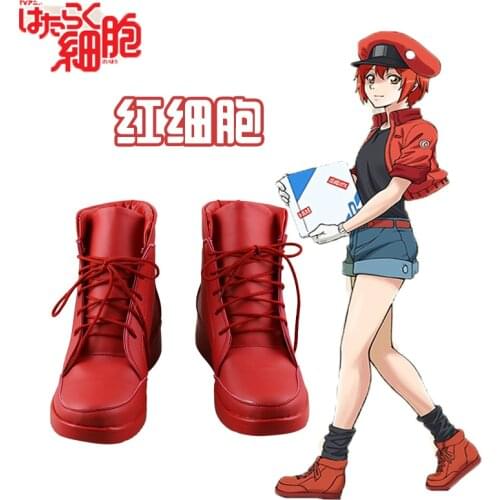 New Cells at Work! Erythrocite Red Blood Cell Cosplay Boots Anime Shoes Custom Made