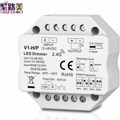 12-48VDC 24V 36V Single Color LED Controller Push Dim 250Hz, 500Hz, 2kHz, 8kHz Four PWM frequency Dimmer For led strip tape lamp