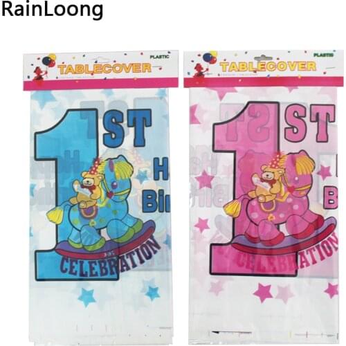 Disposable Plastic Table Cloth 1st Birthday Celebration TableCover Tablecloth Waterproof For Gender Reveal Party Decoration