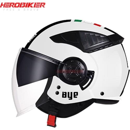 Open Face Motorcycle 3/4 Helmet Dual Lens Visors Casco Moto Electric Bicycle Helmet Summer Motorbike Helmet DOT