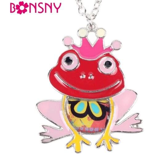 Bonsny Frog Necklace Enamel Pendant Zinc Alloy New 2016 Fashion Jewelry For Women Statement Accessories